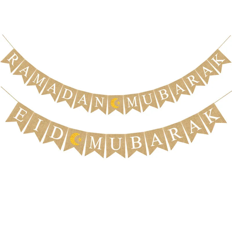 Eid & Ramadan Mubarak Linen Banners