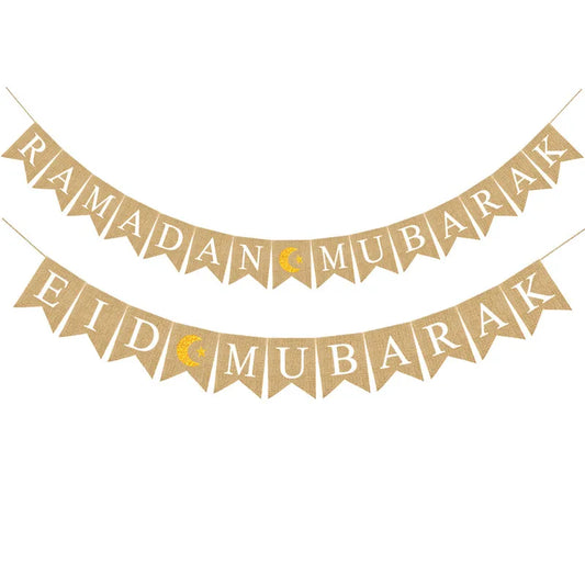 Eid & Ramadan Mubarak Linen Banners